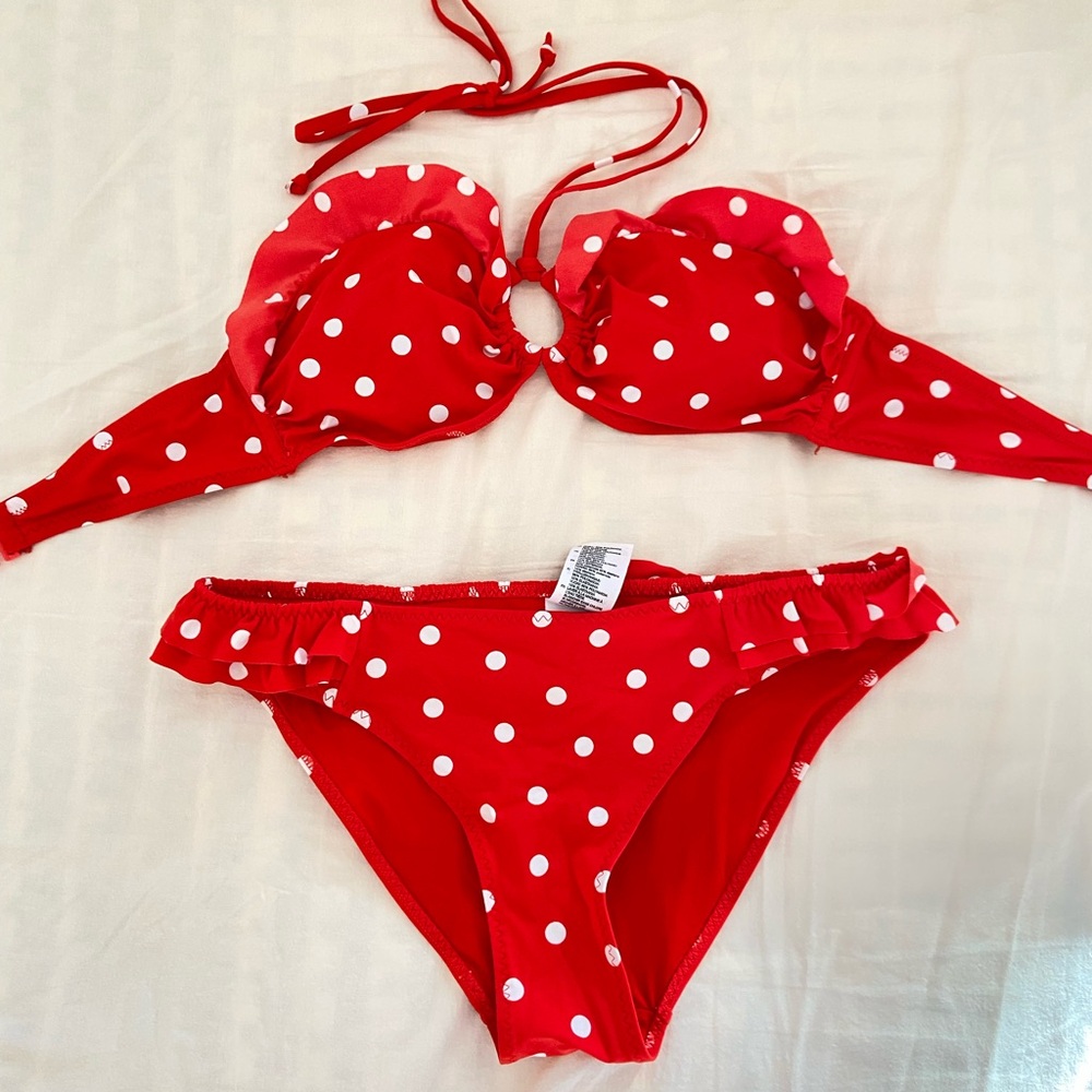 & Other Stories Red Polka Dot Bikini Set